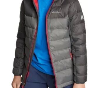 Eddie Bauer First Ascent Youth Small 7-8 Gray Puffer Dawn Hooded Jacket Snow